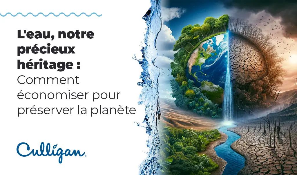 Image de la terre séparé en deux par une chute. À droite c'est la sécheresse et à gauche c'est tout vert
