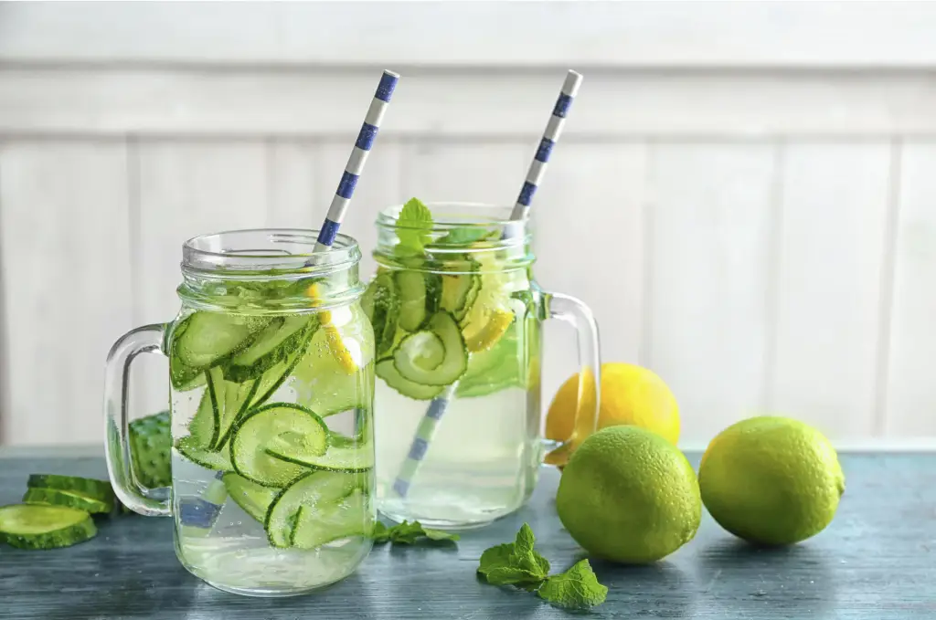 plusieurs pots avec de l'eau et des petits fruits