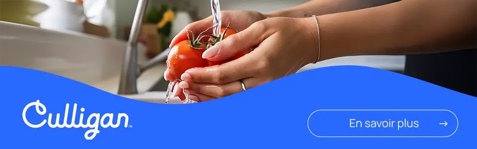 Image qui montre un appel à l'action pour l'adoucisseur et filtration d'eau pour Culligan Quebec